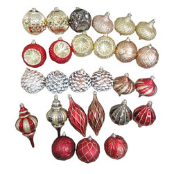 Martha Stewart Living Shatter-resistent ornaments red, gold, brown - 130 mm - Christmas Ornaments