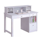 Deluxe White Wood Computer Desk, With Hutch