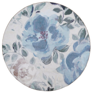 My Magic Carpet Sasha Floral Cream Blue Washable Rug 6x6