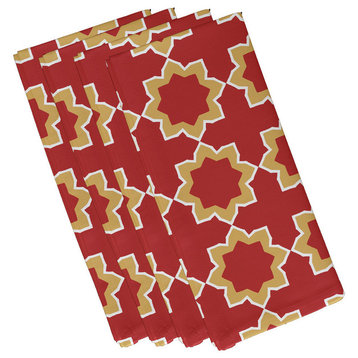Bohemian 2, Geometric Print Napkin, Coral, Set of 4
