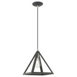 Livex Lighting - Livex Lighting 41329-76 Geometric Shade - 13.88" One Light Mini Pendant - Influenced by the modern industrial style, this ScGeometric Shade 13.8 Scandinavian Gray Sc *UL Approved: YES Energy Star Qualified: n/a ADA Certified: n/a  *Number of Lights: Lamp: 1-*Wattage:60w Medium Base bulb(s) *Bulb Included:No *Bulb Type:Medium Base *Finish Type:Scandinavian Gray