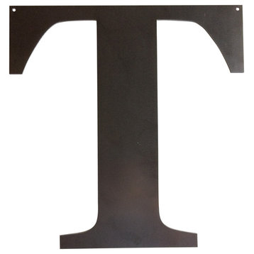 Rustic Large Letter "T", Raw Metal, 18"