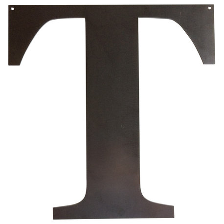 Rustic Large Letter "T", Painted Black, 24"