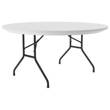 29"H Heavy-Duty Tamper-Resistant Plastic Folding Table in Gray Granite