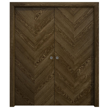 Double Pocket Doors 56x80" Ego 5005 Marble Oak Kit Rail