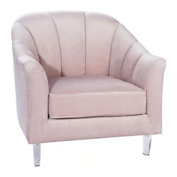 Worlds Away - Worlds Away Gayle Velvet Channel Back Lounge Chair - Armchairs And Accent Chairs