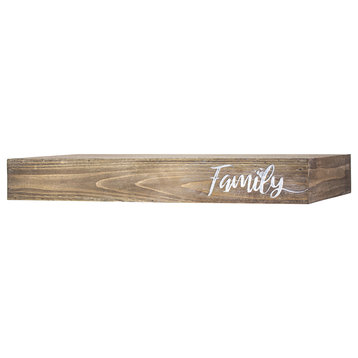 Floating Wall Shelf with "Family" Text Engraving