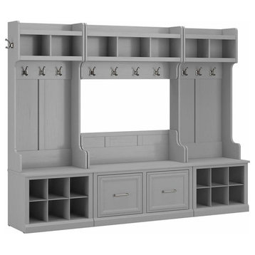 Bowery Hill Engineered Wood Full Entryway Storage Set w/ Doors in Cape Cod Gray