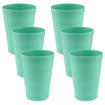 Break-Resistant Plastic Cups 12Oz, Reusable Design, Set of 6, Green