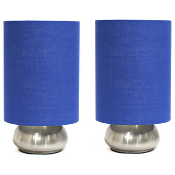 Gemini 2-Pack Mini Touch Lamps, Brushed Nickel Base and Fabric Blue Shade