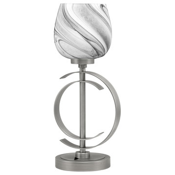 1-Light Table Lamp, Graphite Finish, 6" Onyx Swirl Glass