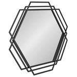 Uniek Inc. - Kona Wall Mirror, Black, 32x31 - Go beyond the standard accent mirror to hang on your wall with the Kona hexagon mirror. Inspired by dimensional modern design, the Kona has a geometric hexagon shape that immediately captures the attention of friends and family. Along with its frame, you'll find a satin black finish and a geometric design, offering a sophistication that's compatible with many decor schemes. The geometric structure of the Kona is crafted from rich iron material that is made to last, showcasing timeless elegance for decades to come. This beautiful piece of home decor is 30.25 inches tall by 31.25 inches wide, creating a commanding presence that can act as a focal point for your contemporary style. The reflective glass surface is 22.75 inches high by 26 inches wide, making an ample surface to reflect and enhance your light sources. Use this attractive hexagon mirror as a decorative statement piece, or hang it above your vanity as a bathroom mirror! It's a versatile display piece for any wall in your home. To mount this mirror, use the metal sawtooth hangers conveniently attached to the back of the frame.