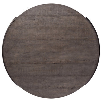 Bowery Hill Modern Wood Round Cocktail Table in Brown
