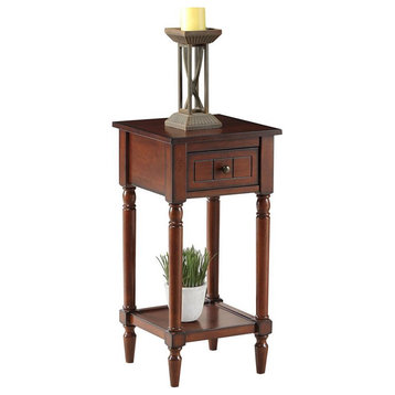 French Country Khloe One-Drawer Accent End Table in Mahogany Wood Finish