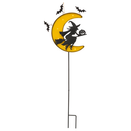 45"H Lighted Halloween Metal Moon Yard Stake