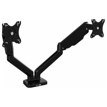 Bush Business Furniture Adjustable Dual Monitor Arm with USB in Black - Steel