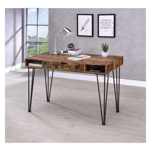 Modern Writing Desk In Antique Walnut Finish Transitional