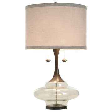 Weimer Grand Scale Plated Glass & Metal Base Table Lamp with Twin Pull Chains