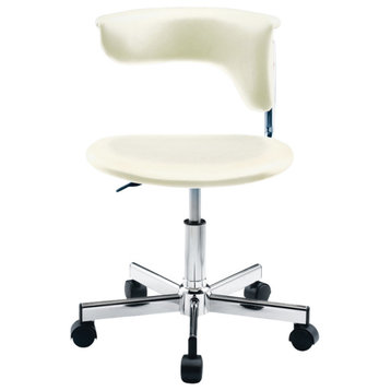 Computer Office Chair Stainless Base, White