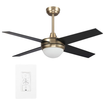 CARRO 48'' Indoor Ceiling Fan with Light and Wall Control for Home, Gold/Black