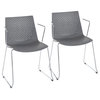 Lumisource Matcha Chair, Chrome and Gray, Set of 2