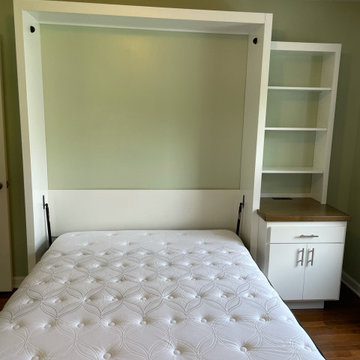 Custom Built Vertical Queen Murphy Bed With Side Shelving & Storage Cabinet