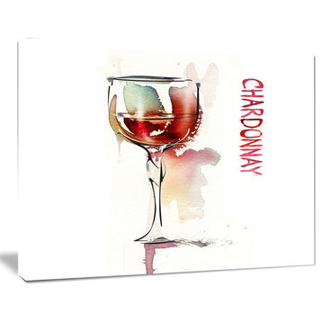 Red Wine on White Background, Contemporary Canvas Art Print, 40"x30"