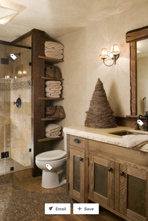 Wooden accessories in bathroom
