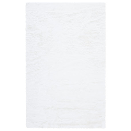Safavieh Faux Sheep Skin Fss535A Solid Color, Shag Rug, Ivory, 6'x9'