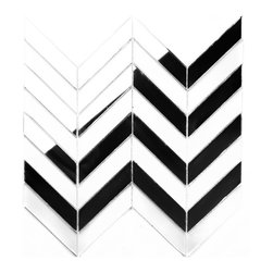Abolos - Musico 1"x4" Herringbone Glass Mirror Mosaic Tile,Silver, Piece - Mosaic Tile