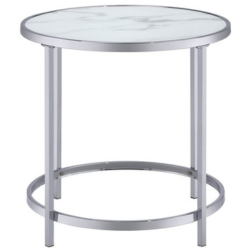 Rayne Faux Marble Top Round End Table