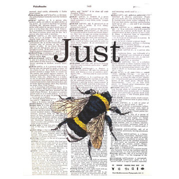 Art N Wordz "Just B"  Bumble Bee Original Dictionary Sheet Pop, Art Print