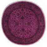 Bareen's Designer Rugs - Overdyed Color Reform Thomas Purple/Red Wool Round 7'8 x 8'1 - Masterfully hand-knotted by skilled artists, this over dyed hand knotted rug highlights careful attention to detail and color to create a remarkable chromatic composition. Each rug is hand knotted using centuries old techniques and mellowed down by the natural energy of the sun. While retaining the original design each rug is given a unique artistic composition by over dying and washing each rug in remarkable color palette to produce a bolder, brighter, modern and saturated look. The modern inspired look with rich, luscious detailing, vibrant feel and a show-stopping palette with saturated colors provides an unexpected decor twist. The historic and timeless appearance of this collection offers an exquisite quality of one-of-a-kind artistic rugs.