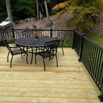 Large pressure treated wood deck