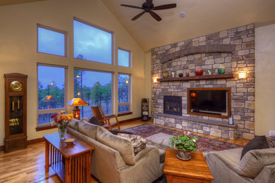 Arts and crafts home design photo in Denver