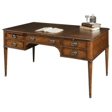 Desk English Writing Table Port Eliot Mahogany Arch Brass Gold Tooled