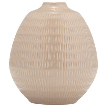 Sagebrook Home Contemporary Stripe Oval Vase With Irish Cream Finish 17415-02