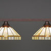 Square 4 Light Bar In Bronze, 15" Honey and Brown Mission Tiffany Glass