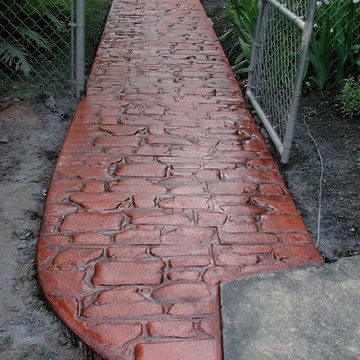 Stamped cobblestone walkway