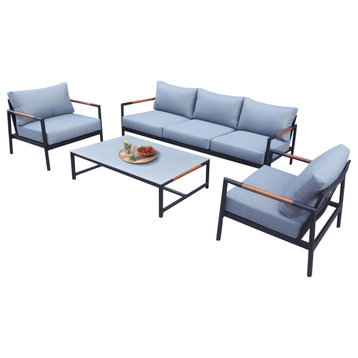 Renava Kiowa Modern Outdoor Grey and Black Sofa Set