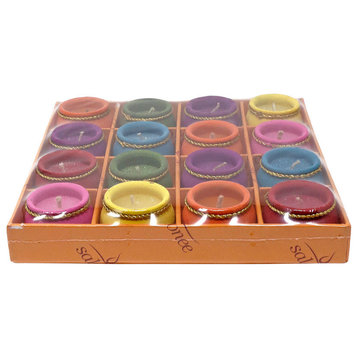 2-Hour Candle in Multi-Colored Handmade Terracotta Pot by CPAA, Set of 16