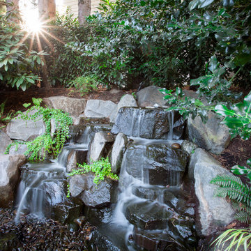 Waterfalls and Boulder Retaining Walls in SW Portland, Oregon