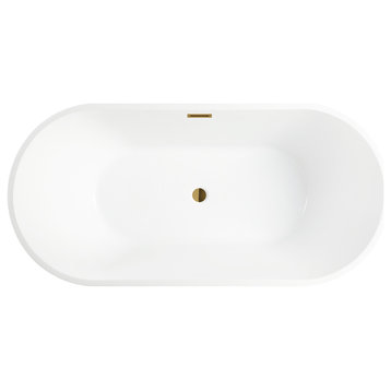 Freestanding Acrylic Bathtub, White/Titanium Gold, XS/54"