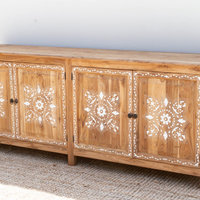 84" Long Damascus Mother Of Pearl Inlay Sideboard