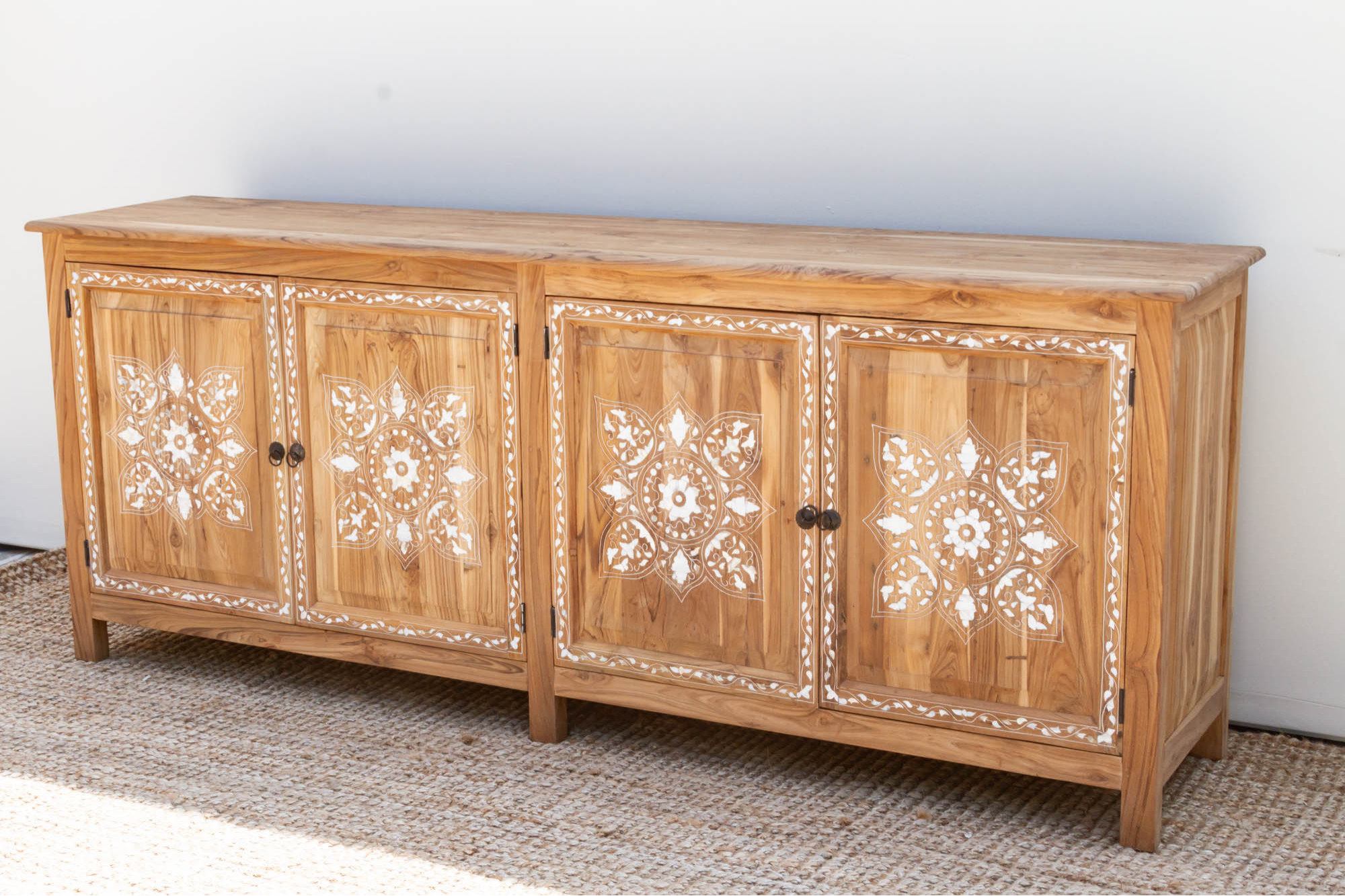 84" Long Damascus Mother Of Pearl Inlay Sideboard