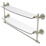 Allied Brass - Retro Wave 24" Two Tiered Glass Shelf with Towel Bar, Polished Nickel - Add space and organization to your bathroom with this simple, contemporary style glass shelf. Featuring tempered, beveled-edged glass and solid brass hardware this shelf is crafted for durability, strength and style. Integrated towel bar provides space for your favorite decorative towels or for your everyday use. One of the many coordinating accessories in the Allied Brass Collection of products, this subtle glass shelf is the perfect complement to your bathroom decor.