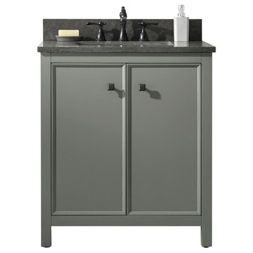 Legion Furniture 30" Green Finish Sink Vanity Cabinet With Blue Lime Stone Top