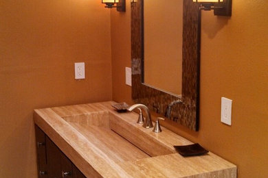 Trendy bathroom photo in San Francisco with an integrated sink