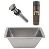 17" Rectangle Hammered Copper Bathroom Sink, Nickel, Drain & Accessories