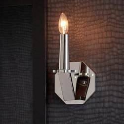 CUTHBERT VANITY SCONCE - SINGLE LIGHT CANDELABRA - POLISHED NICKEL - Wall Sconces